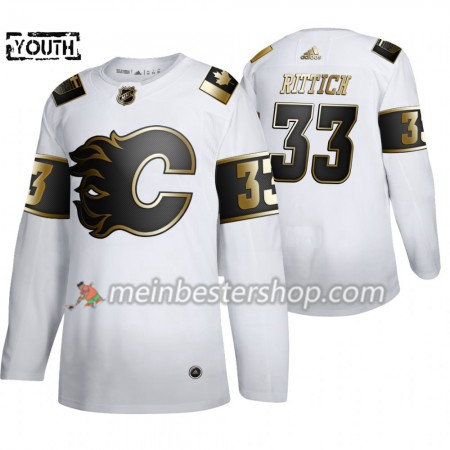 Calgary Flames David Rittich 33 Adidas 2019-2020 Golden Edition Weiß Trikot Authentic - Kinder